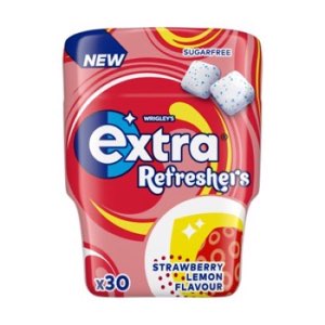 Wrigley's Extra Refreshers Strawberry Lemon Sugar Free Chewing Gum Bottle 30 pieces