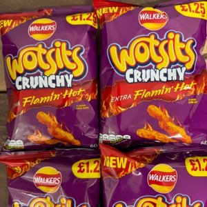 Walkers Wotsits Flamin Hot Snacks Crisps PMP 1.35 60g