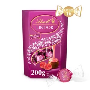 Lindt Lindor Raspberries & Cream Milk Chocolate Truffles Box 200g